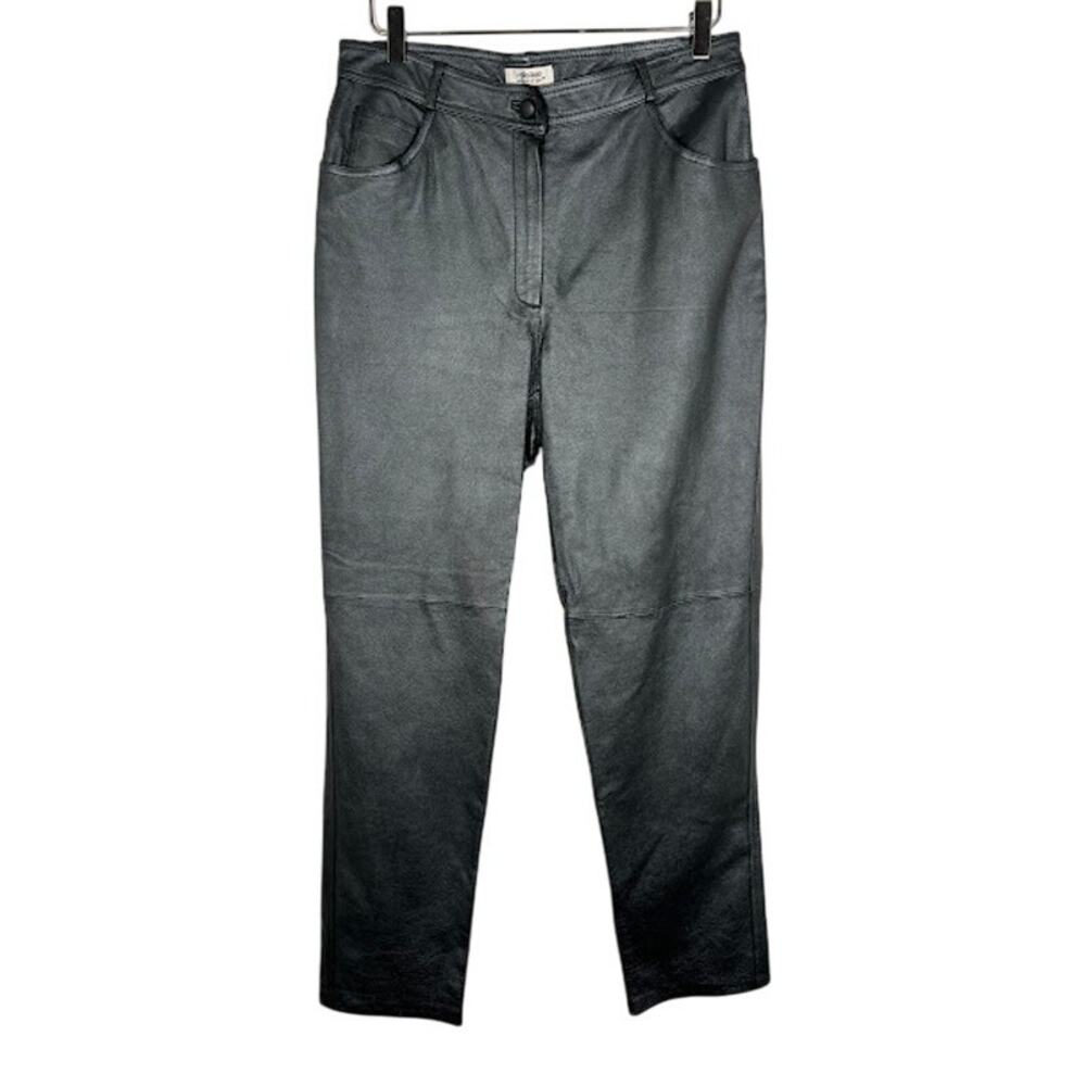 Reflections Image of You Missy Leather Straight Pants 14 Gray High Rise